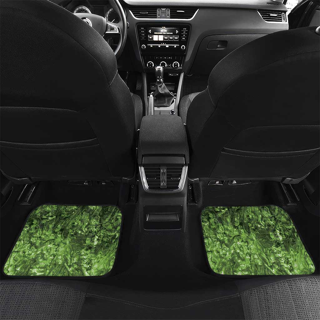 New Zealand Kiwi Christmas Car Mats Paua Shell Glitter Green LT05 Set 2pcs - Back Red - Polynesian Pride