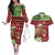 New Zealand Kiwi Christmas Couples Matching Off The Shoulder Long Sleeve Dress and Hawaiian Shirt Paua Shell Glitter Green