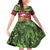 New Zealand Kiwi Christmas Family Matching Off Shoulder Short Dress and Hawaiian Shirt Paua Shell Glitter Green