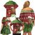 New Zealand Kiwi Christmas Family Matching Off Shoulder Short Dress and Hawaiian Shirt Paua Shell Glitter Green