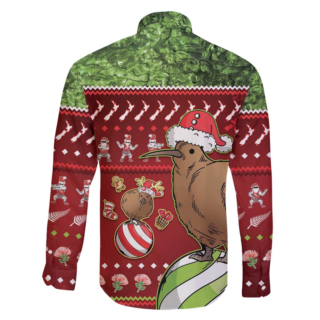 New Zealand Kiwi Christmas Family Matching Short Sleeve Bodycon Dress and Hawaiian Shirt Paua Shell Glitter Green