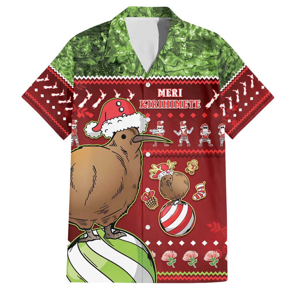 New Zealand Kiwi Christmas Hawaiian Shirt Paua Shell Glitter Green LT05 Red - Polynesian Pride