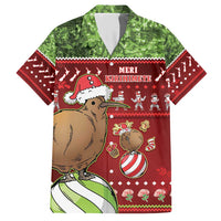 New Zealand Kiwi Christmas Hawaiian Shirt Paua Shell Glitter Green LT05 Red - Polynesian Pride