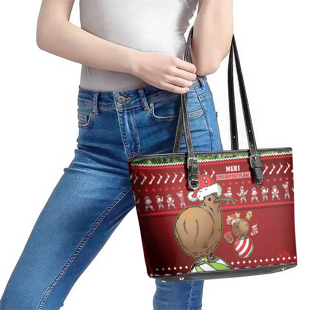 New Zealand Kiwi Christmas Leather Tote Bag Paua Shell Glitter Green LT05 - Polynesian Pride