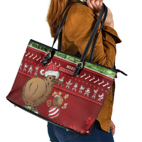 New Zealand Kiwi Christmas Leather Tote Bag Paua Shell Glitter Green LT05 - Polynesian Pride