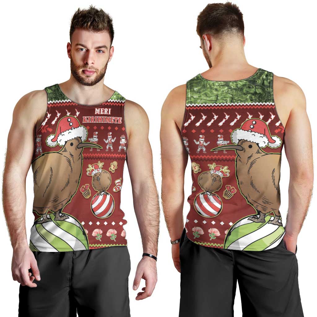 New Zealand Kiwi Christmas Men Tank Top Paua Shell Glitter Green LT05 - Polynesian Pride