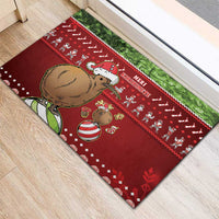 New Zealand Kiwi Christmas Rubber Doormat Paua Shell Glitter Green LT05 - Polynesian Pride
