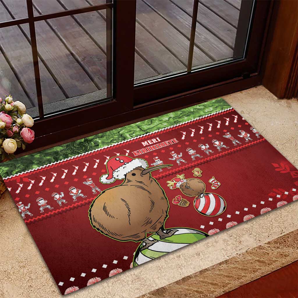 New Zealand Kiwi Christmas Rubber Doormat Paua Shell Glitter Green LT05 - Polynesian Pride
