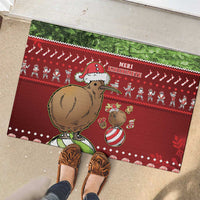 New Zealand Kiwi Christmas Rubber Doormat Paua Shell Glitter Green LT05 - Polynesian Pride