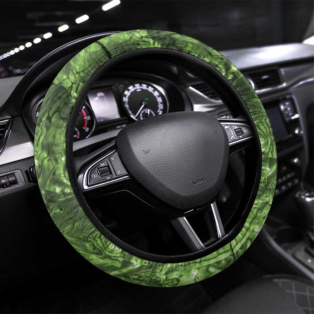 New Zealand Kiwi Christmas Steering Wheel Cover Paua Shell Glitter Green LT05 Universal Fit Red - Polynesian Pride
