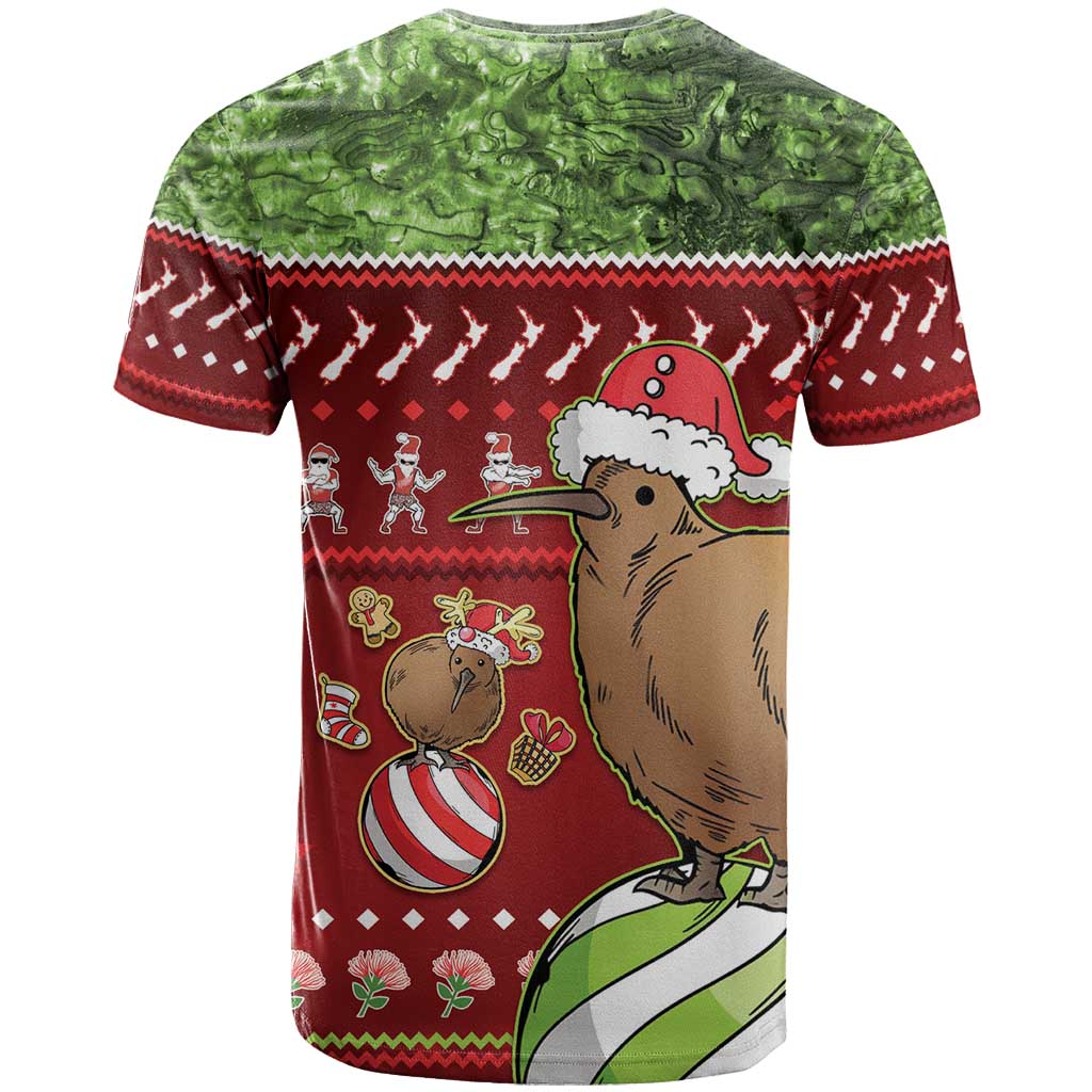 New Zealand Kiwi Christmas T Shirt Paua Shell Glitter Green LT05 - Polynesian Pride
