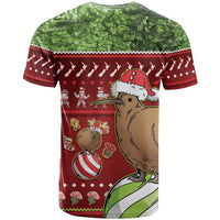New Zealand Kiwi Christmas T Shirt Paua Shell Glitter Green LT05 - Polynesian Pride