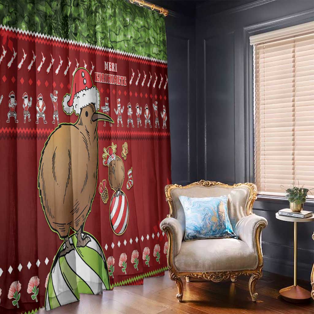 New Zealand Kiwi Christmas Window Curtain Paua Shell Glitter Green LT05 - Polynesian Pride