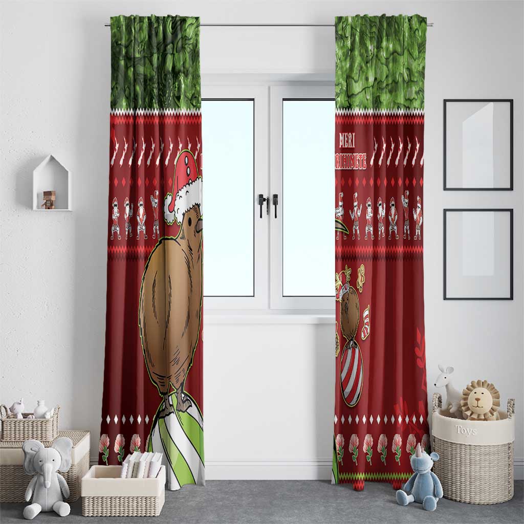 New Zealand Kiwi Christmas Window Curtain Paua Shell Glitter Green LT05 - Polynesian Pride