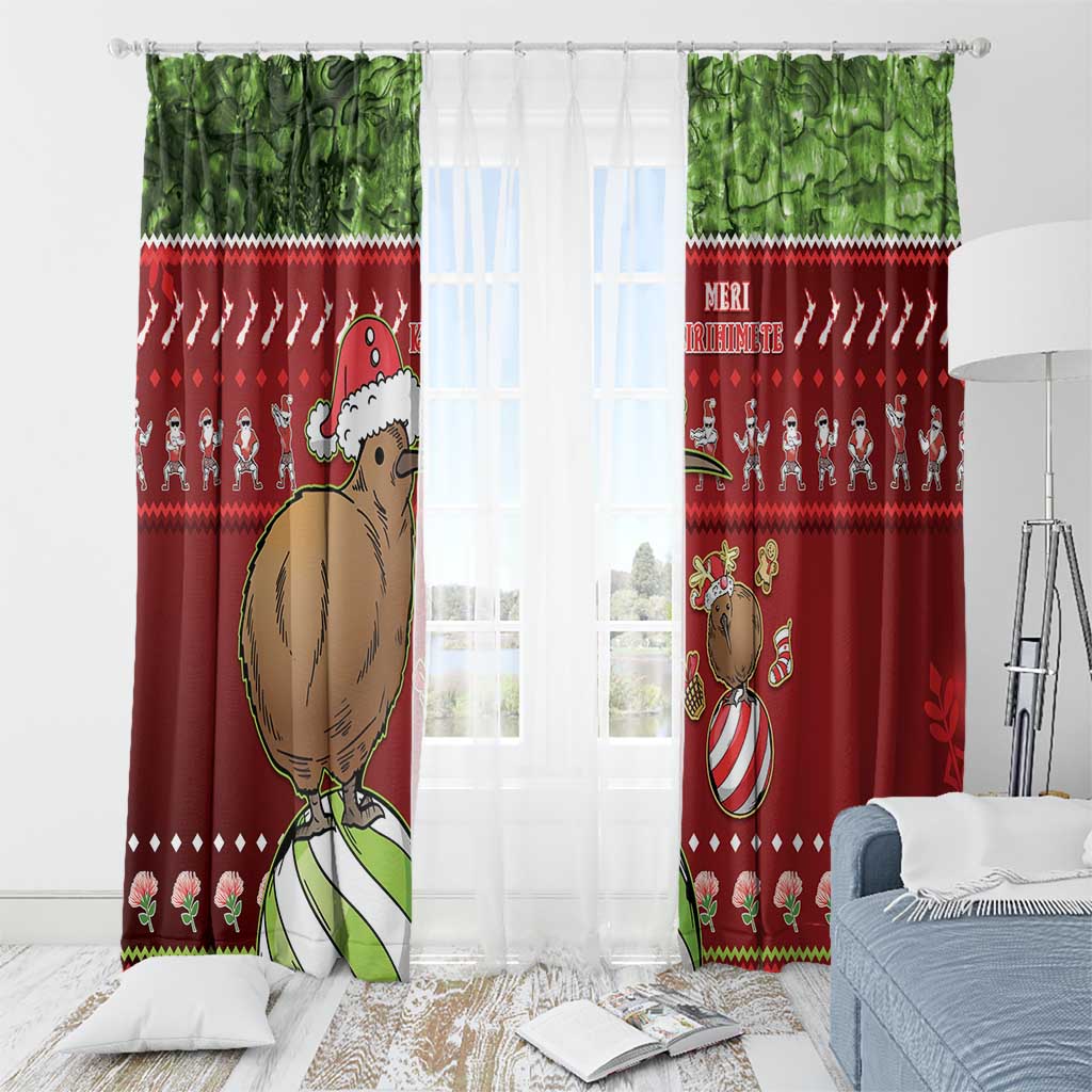 New Zealand Kiwi Christmas Window Curtain Paua Shell Glitter Green LT05 - Polynesian Pride
