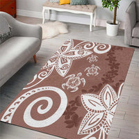 Polynesia Area Rug Brown Tribal Turtle Floral Pattern LT05 - Polynesian Pride
