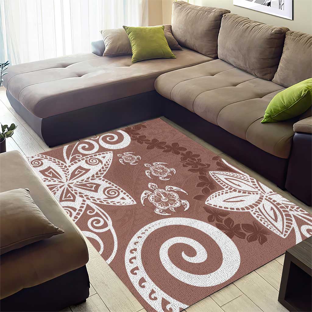 Polynesia Area Rug Brown Tribal Turtle Floral Pattern LT05 - Polynesian Pride