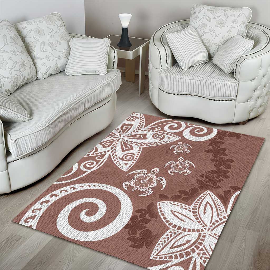 Polynesia Area Rug Brown Tribal Turtle Floral Pattern LT05 - Polynesian Pride