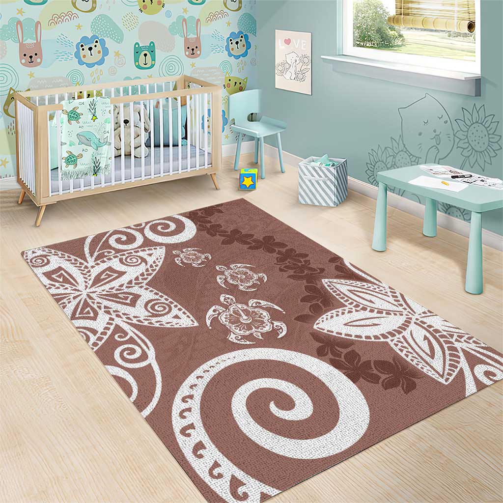 Polynesia Area Rug Brown Tribal Turtle Floral Pattern LT05 - Polynesian Pride