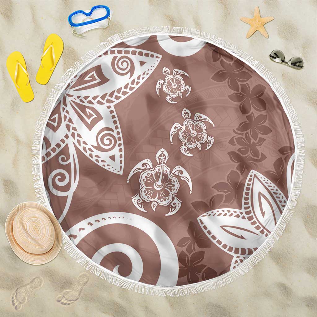 Polynesia Beach Blanket Brown Tribal Turtle Floral Pattern LT05 One Size 150cm Brown - Polynesian Pride