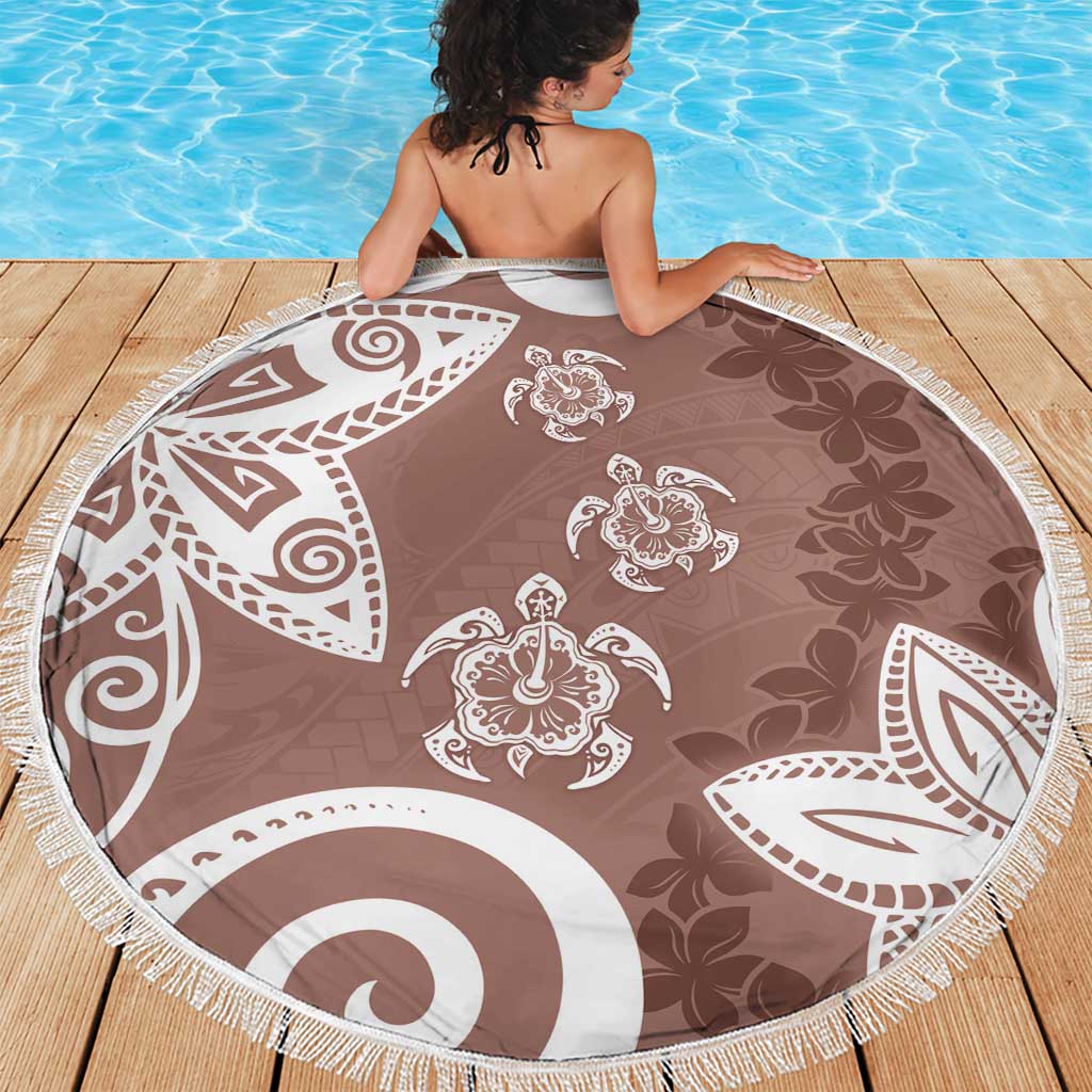 Polynesia Beach Blanket Brown Tribal Turtle Floral Pattern LT05 - Polynesian Pride