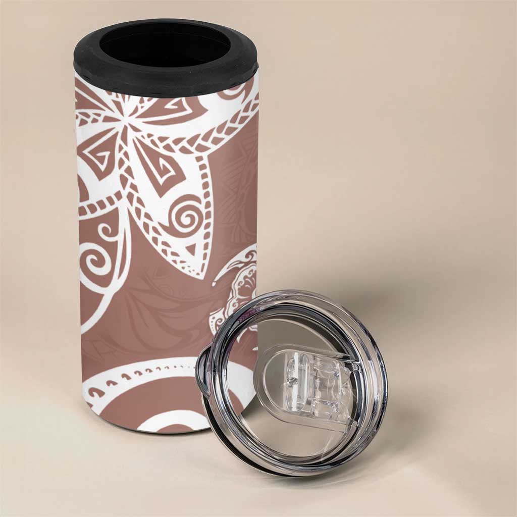 Polynesia 4 in 1 Can Cooler Tumbler Brown Tribal Turtle Floral Pattern LT05 - Polynesian Pride