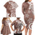 Polynesia Family Matching Long Sleeve Bodycon Dress and Hawaiian Shirt Brown Tribal Turtle Floral Pattern