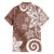 Polynesia Family Matching Long Sleeve Bodycon Dress and Hawaiian Shirt Brown Tribal Turtle Floral Pattern