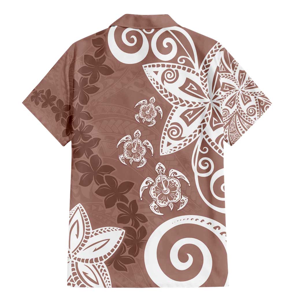 Polynesia Family Matching Mermaid Dress and Hawaiian Shirt Brown Tribal Turtle Floral Pattern