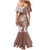 Polynesia Family Matching Mermaid Dress and Hawaiian Shirt Brown Tribal Turtle Floral Pattern