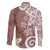 Polynesia Family Matching Off The Shoulder Long Sleeve Dress and Hawaiian Shirt Brown Tribal Turtle Floral Pattern