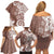 Polynesia Family Matching Off Shoulder Short Dress and Hawaiian Shirt Brown Tribal Turtle Floral Pattern