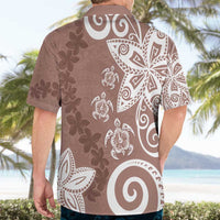 Polynesia Hawaiian Shirt Brown Tribal Turtle Floral Pattern LT05 - Polynesian Pride