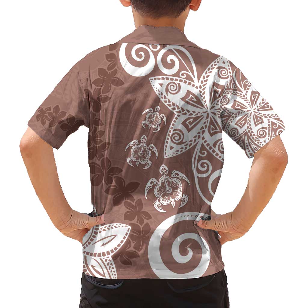 Polynesia Hawaiian Shirt Brown Tribal Turtle Floral Pattern LT05 - Polynesian Pride