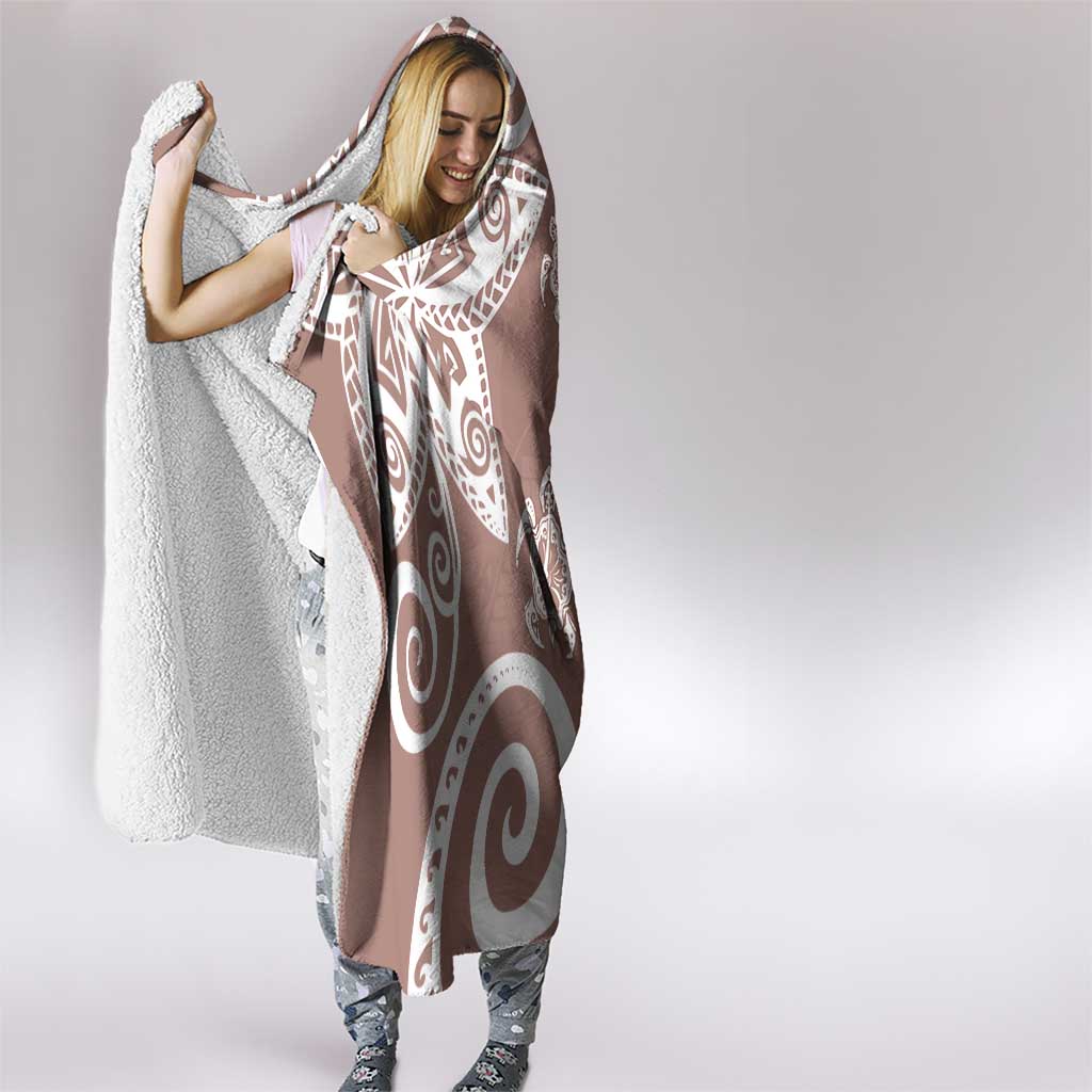 Polynesia Hooded Blanket Brown Tribal Turtle Floral Pattern LT05 - Polynesian Pride