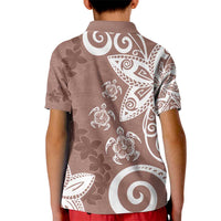 Polynesia Kid Polo Shirt Brown Tribal Turtle Floral Pattern