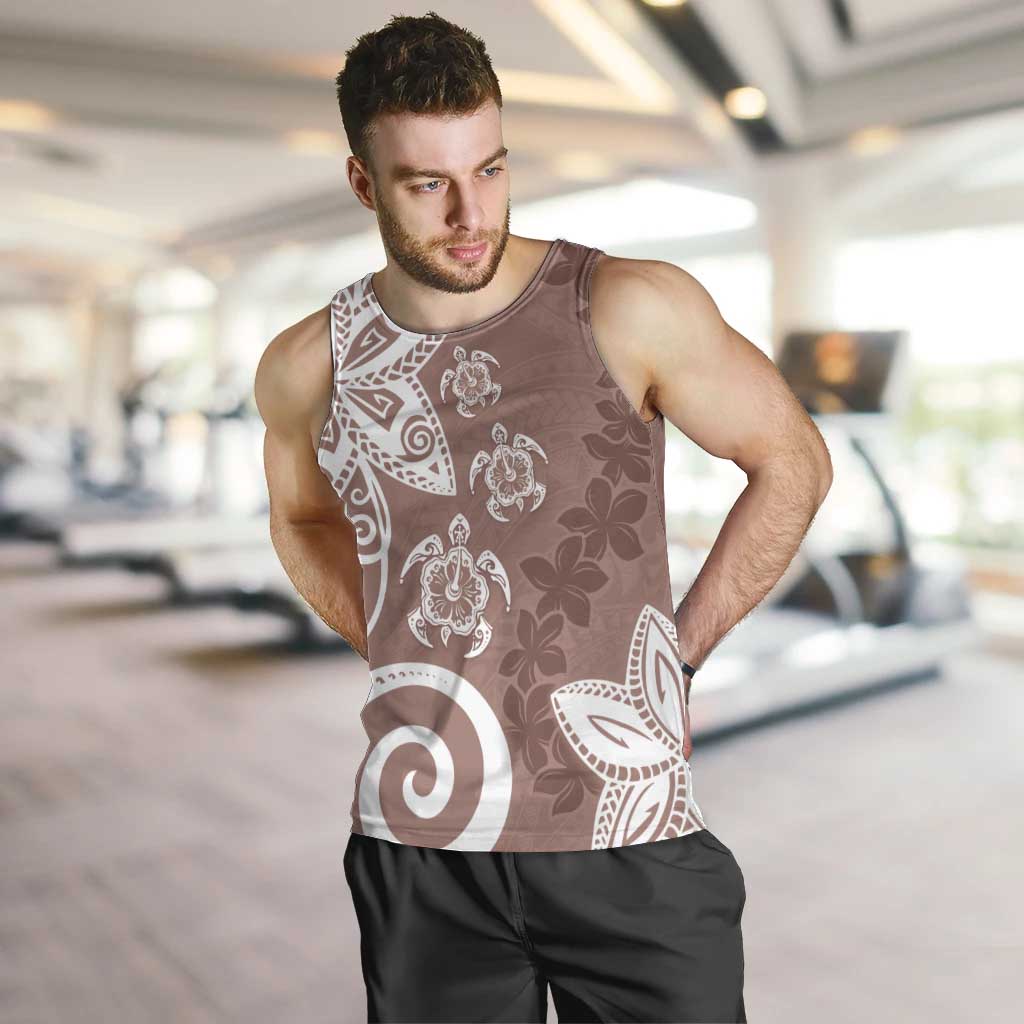 Polynesia Men Tank Top Brown Tribal Turtle Floral Pattern LT05 Brown - Polynesian Pride