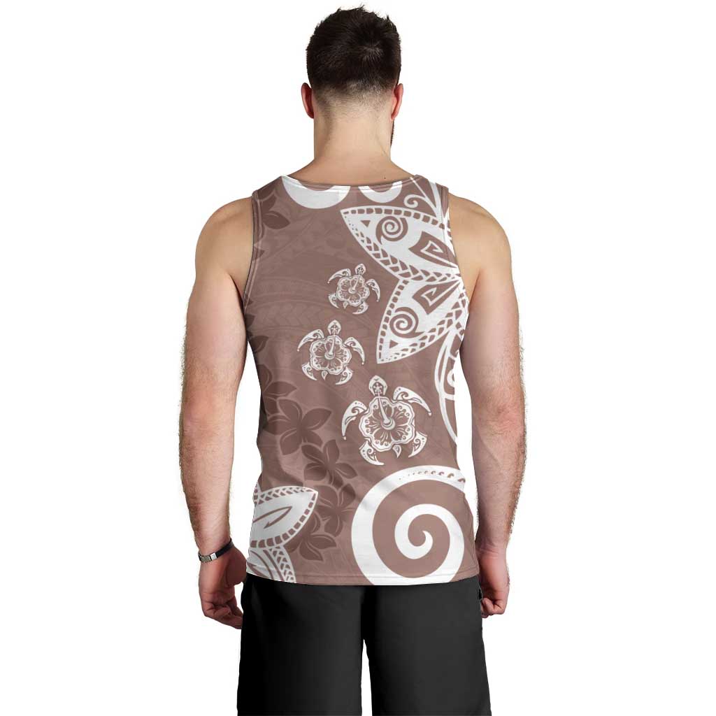 Polynesia Men Tank Top Brown Tribal Turtle Floral Pattern LT05 - Polynesian Pride