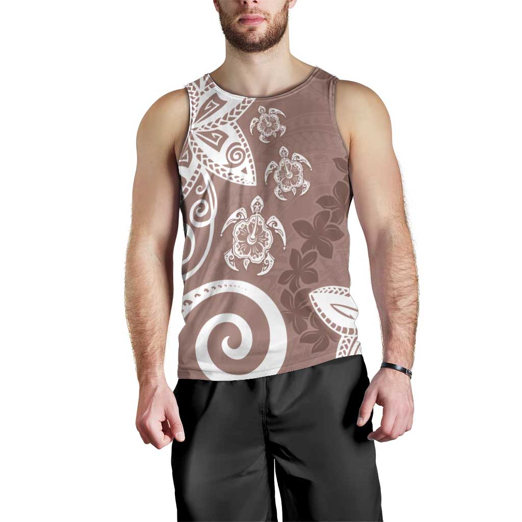 Polynesia Men Tank Top Brown Tribal Turtle Floral Pattern LT05 - Polynesian Pride