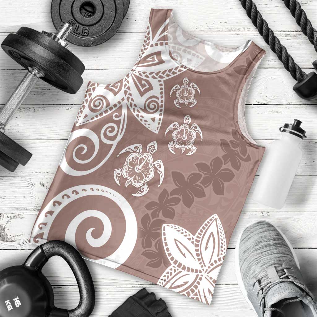 Polynesia Men Tank Top Brown Tribal Turtle Floral Pattern LT05 - Polynesian Pride