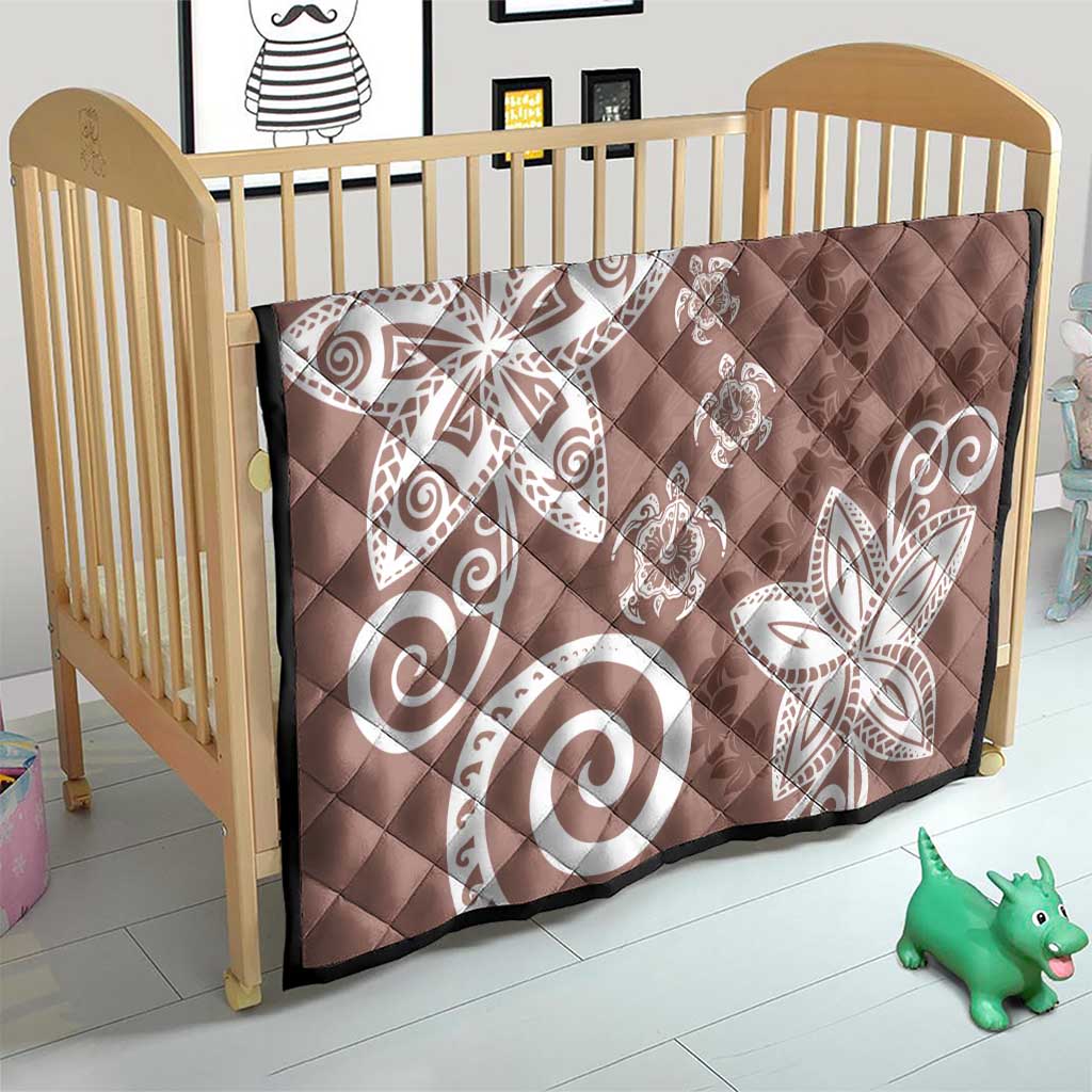 Polynesia Quilt Brown Tribal Turtle Floral Pattern