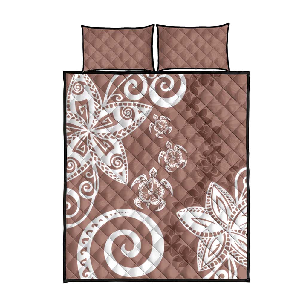 Polynesia Quilt Bed Set Brown Tribal Turtle Floral Pattern LT05 - Polynesian Pride