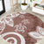 Polynesia Round Carpet Brown Tribal Turtle Floral Pattern