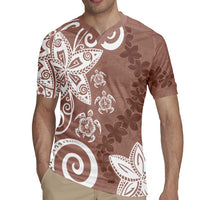 Polynesia Rugby Jersey Brown Tribal Turtle Floral Pattern