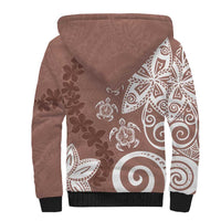 Polynesia Sherpa Hoodie Brown Tribal Turtle Floral Pattern LT05 - Polynesian Pride