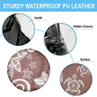 Polynesia Spare Tire Cover Brown Tribal Turtle Floral Pattern LT05 - Polynesian Pride