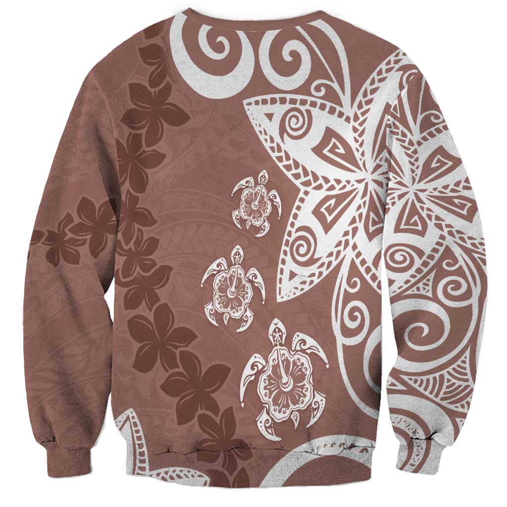 Polynesia Sweatshirt Brown Tribal Turtle Floral Pattern LT05 - Polynesian Pride