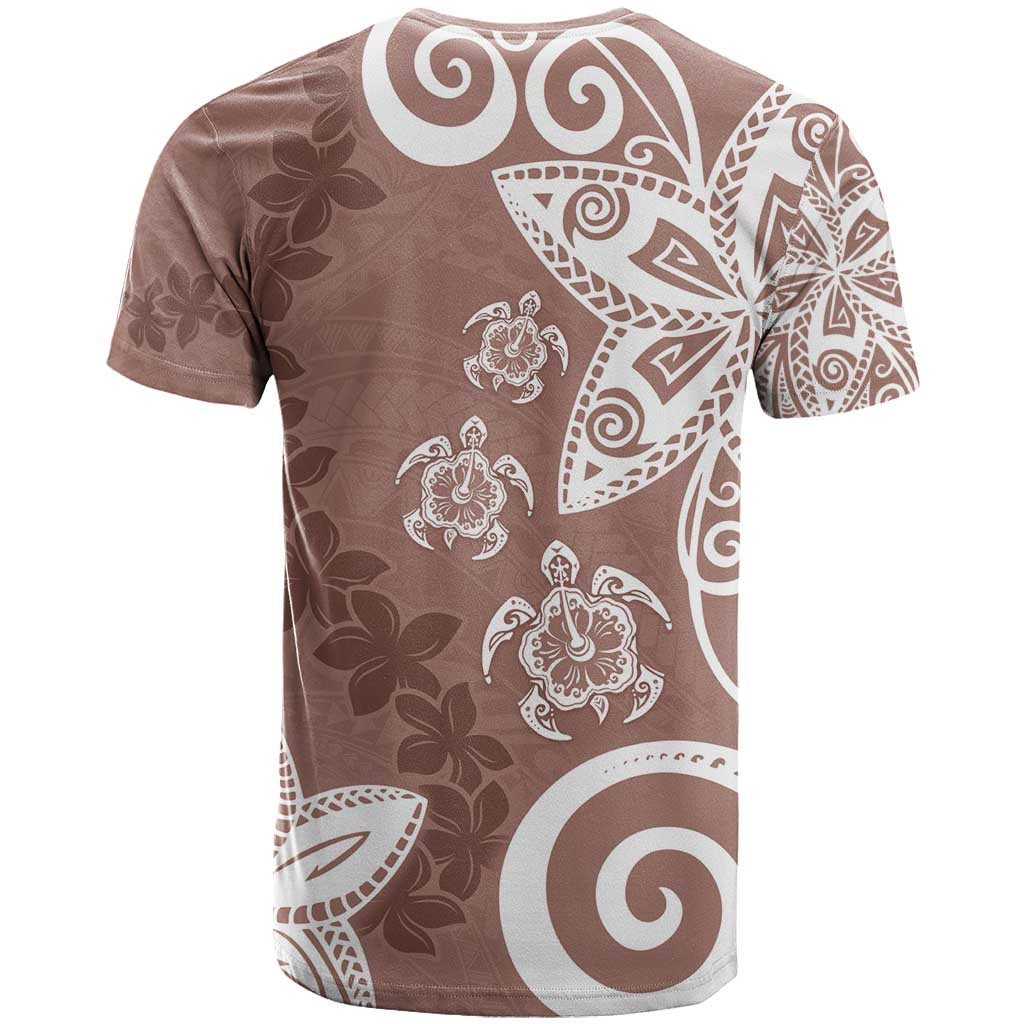 Polynesia T Shirt Brown Tribal Turtle Floral Pattern LT05 - Polynesian Pride