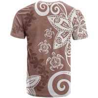 Polynesia T Shirt Brown Tribal Turtle Floral Pattern LT05 - Polynesian Pride