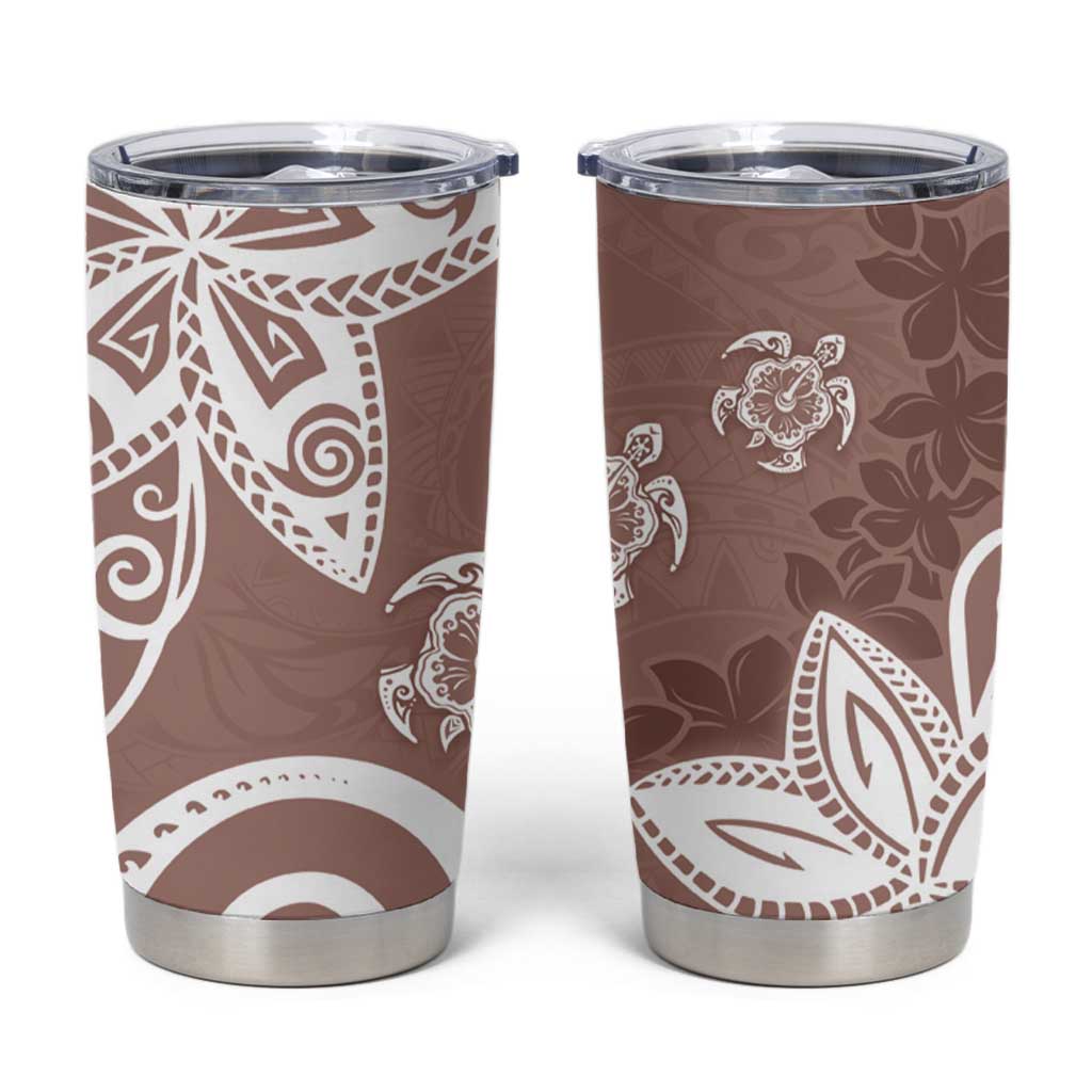 Polynesia Tumbler Cup Brown Tribal Turtle Floral Pattern LT05 Brown - Polynesian Pride